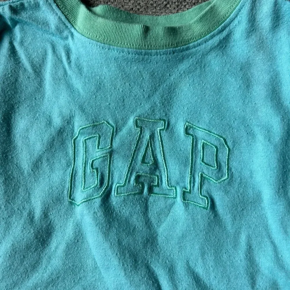 Gap Vtg Baby Girls Size 6-12 Months Blue Long Sleeve T Shirt Embroidered Logo